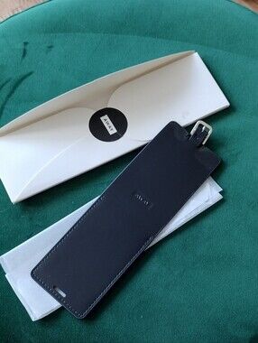 Away Luggage Tag Glossy Navy Blue Leather Travel Name Tag New